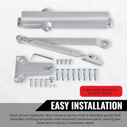 The Door Bull Series 8000 Commercial Grade 1 Hydraulic Door Closer - size: DC8016 Series, style: Silver