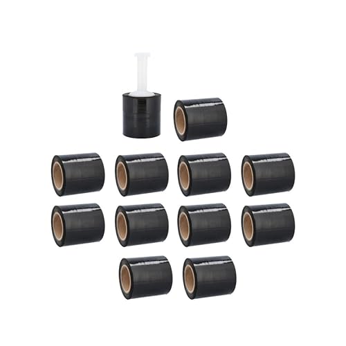 PSBM Dark Black Mini Stretch Wrap with Plastic Handle 5" x 1000' 12 Rolls - color: Black, size: 5 Inch