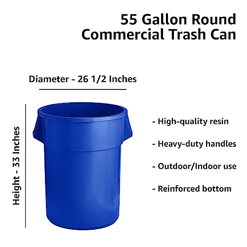Set of 6 55 Gallon Round Commercial Trash Can, Industrial Recycling Bin, Durable Garbage Can, Ingredient Bin, Safe Food Container (Blue) - color: Blue