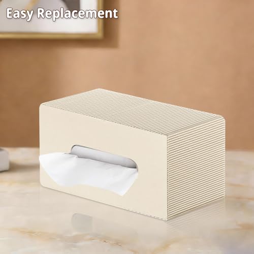 PUSU Extra Large Rectangular PU Leather Tissue Box Cover,Tissues Holder - color: Apricot