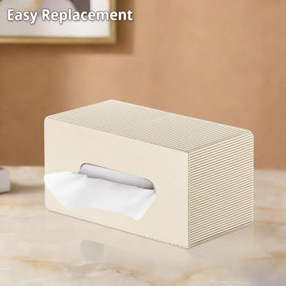 PUSU Extra Large Rectangular PU Leather Tissue Box Cover,Tissues Holder - color: Apricot