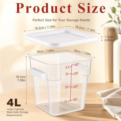 Ziliny 1 Pcs 4 Qt Clear Square Dough Proofing Container with Lid, White - color: White, size: 4 Qt