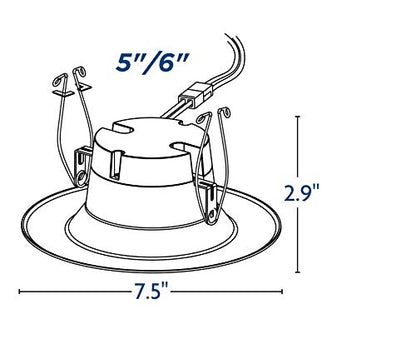 Topaz Round 6 Inch LED Recessed Retrofit Downlight, 9 W, Smooth Trim, 5CCT Selectable 2700K,3000K,3500K,4000K,5000K, White