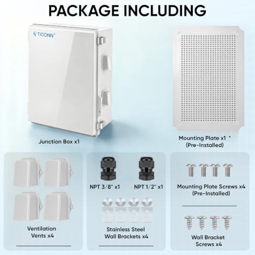 TICONN Outdoor Electrical Box with Ventilation Holes, IP65 Junction Box - color: Off-white, size: 15.7"x11.8"x7.1"