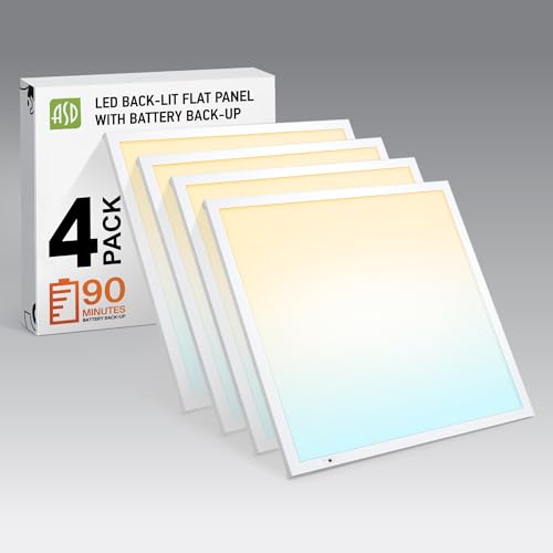 ASD 2x2 LED Flat Panel Light, Emergency Battery Backup UL DLC 4 Pack - color: 2x2, size: 4 Pack