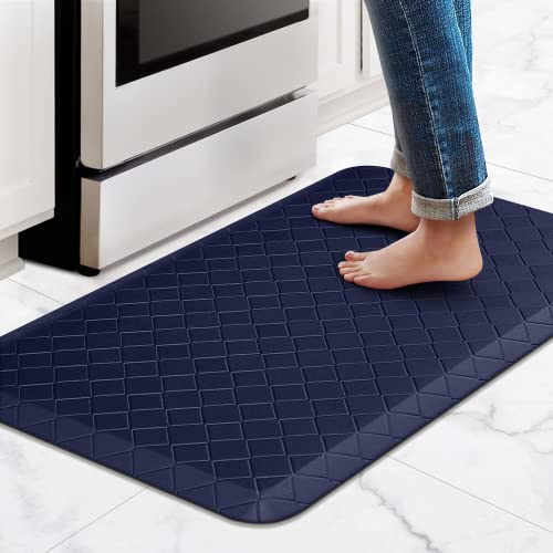 HappyTrends Kitchen Mats for Floor Cushioned Anti-Fatigue Kitchen Rugs - color: Blue, size: 28"L x 17.3"W x 0.5"Th
