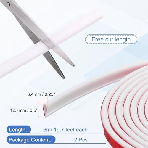 uxcell Weather Stripping Silicone Self-Adhesive White 19.6 ft 2Pcs - color: White, size: 19.6 ft