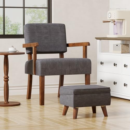 FAGAGA Small Footstool Ottoman with Adjustable Lid, Storage Ottoman - color: Light Gray, size: 11.8"D x 15.8"W x 11.3"H