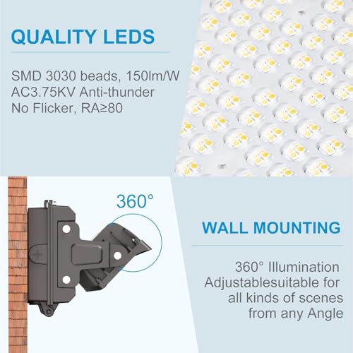 Lightdot 150W Wall Pack LED Exterior Light, Dusk to Dawn 2Pack - style: Adjust 150W