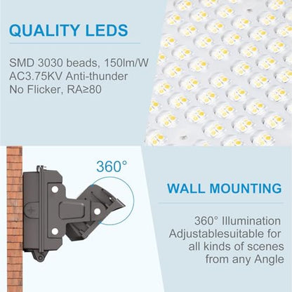 Lightdot 150W Wall Pack LED Exterior Light, Dusk to Dawn 2Pack - style: Adjust 150W