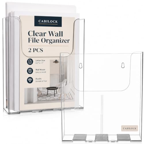 Cabilock 2 pack Clear Acrylic Wall File Holder Wall Mounted Brochure Magazine Organizer File Organizer Mount for Office Mall Exhibition Hotel A4 9.88 X 8.85 X 1.65 in - color: 2PCS