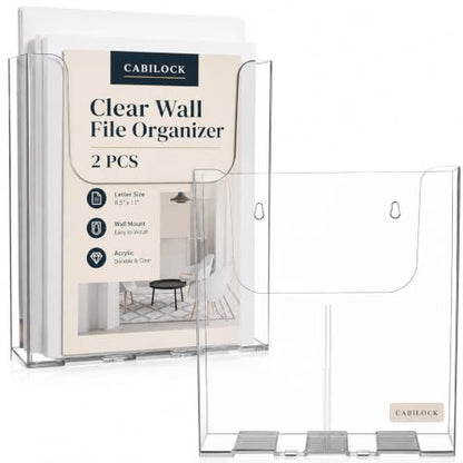 Cabilock 2 pack Clear Acrylic Wall File Holder Wall Mounted Brochure Magazine Organizer File Organizer Mount for Office Mall Exhibition Hotel A4 9.88 X 8.85 X 1.65 in - color: 2PCS