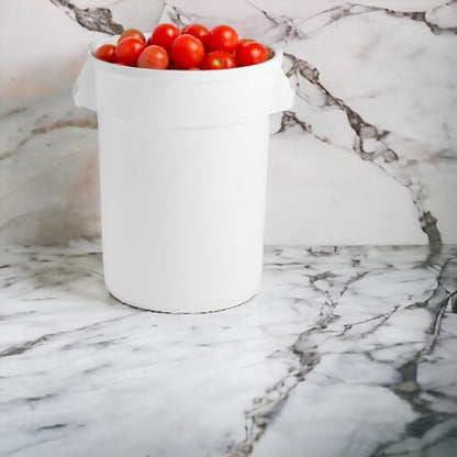 32 Gallon Round Trash bin Garbage can Outdoor Yard Trash can Trash Barrels Garbage Drum Heavy Duty Trash can Industrial Trash can Kitchen Trash bin (2, White) - color: White
