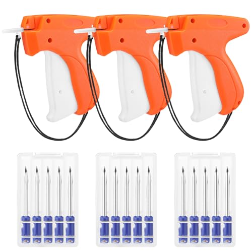 Honoson 3 Pcs Tagging Gun Applicator with 15 Steel Needles,Orange - color: Orange