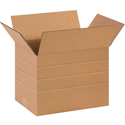 Aviditi MD141010 Multi-Depth Corrugated Cardboard Box 14" L x 10" W x 10" H, Kraft, for Shipping, Packing and Moving (Pack of 25)