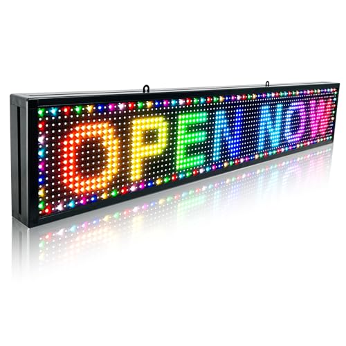 Outdoor Programmable Led Sign Waterproof Scrolling Digital Business Advertising Display Screen Custom Electronic Message Board Brightness App Control(39"X8") - size: P10 39"x8"