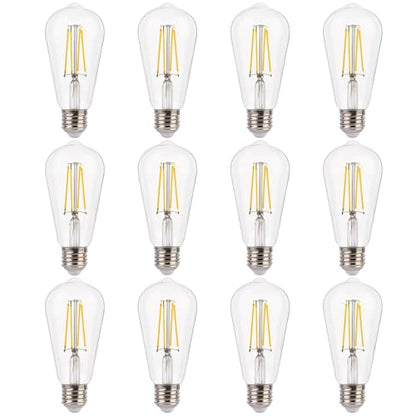 FLSNT 7W LED Edison Bulbs, 60W Equivalent, 90+ High CRI, 4000K Cool White, ST19 LED Light Bulbs, 800LM, E26 Base, Dimmable, 12 Pack - color: 60w 4000k Cool White, size: 12 Count (Pack of 1)