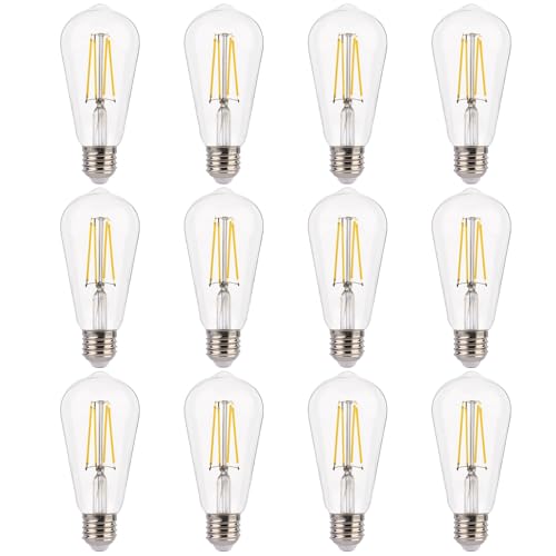 FLSNT 7W LED Edison Bulbs, 60W Equivalent, 90+ High CRI, 4000K Cool White, ST19 LED Light Bulbs, 800LM, E26 Base, Dimmable, 12 Pack - color: 60w 4000k Cool White, size: 12 Count (Pack of 1)
