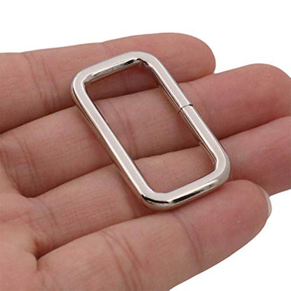 BIKICOCO Metal Rectangle Ring Buckles Square Strap Webbing Belt Rings for Bag Purse Non Welded 1-1/4 x 5/8 Inch - color: Silver X 20 Pcs