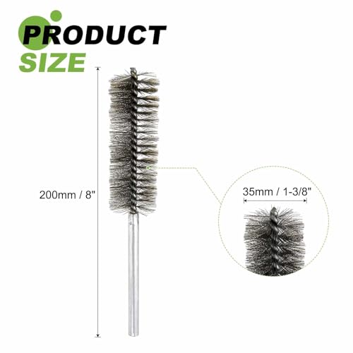 HARFINGTON 2pcs Wire Bore Brush 8 x 1-3/8" 5/16 Inch Shank Stainless Steel Bristles Cleaning Brush for Clean Car Part Tube Kitchen Garage - size: 8 x 1-3/8"