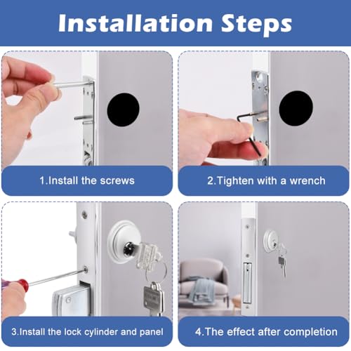 Storefront Mortise Door Lock, Commercial Mortise Lock with Lock Cylinder Aluminum Door Locks Double Cylinder Hook Deadbolt Lock Set for Storefront Entry Doors