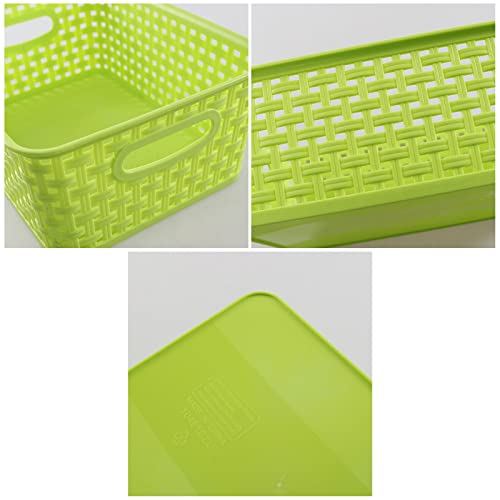 Plastic Storage Woven Basket Bins, 6 Packs - color: light Green