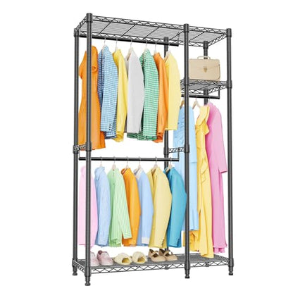 IZEUK Heavy Duty Garment Rack Wire Clothes Rack for Hanging Clothes (Black, 3 composition, 15.7" D x 43.3" W x 76.5" H) - color: Black, size: 2 Composition, 15.7"D x 43.3"W x 76.5"H