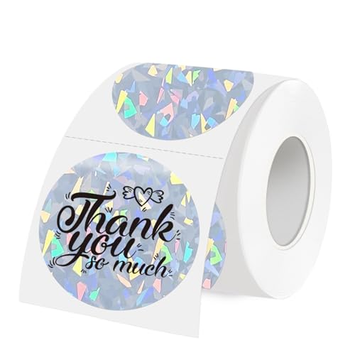 3 Inch Holographic Thermal Labels,Round Thermal Printer Labels,Waterproof Thermal Printer Stickers for DIY Logo Design,Name Tag,QR Code,Thanks Card 150 Labels/Roll (Glass Fragments) - color: Glass Fragments, size: 3 inch