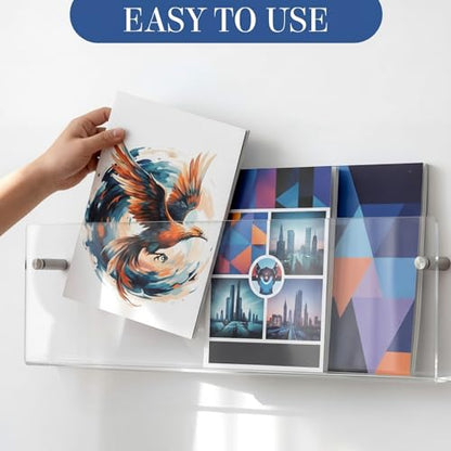 6 Pack Clear Acrylic Magazine Holder Wall, Brochure, 17 Inch - size: 17 Inch