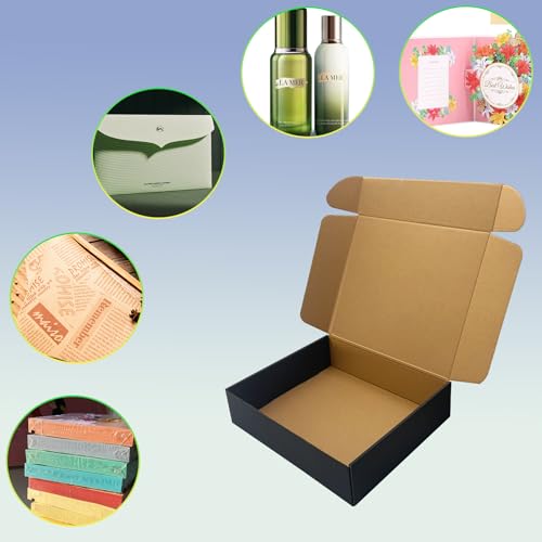20 Pack 12x10x3 inch Black Shipping Boxes, Corrugated Cardboard Mailer Box - size: 12x10x3 Inches-20pack