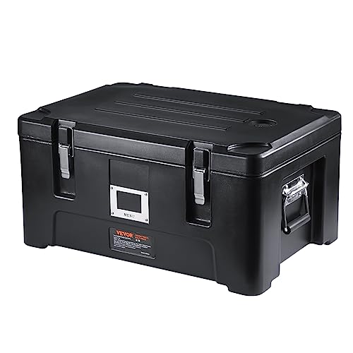 VEVOR Insulated Food Pan Carrier, 36Qt Capacity, Stackable Hot Box for Catering w/ 3 Stainless Steel Pans, Top Load LLDPE Food Warmer w/Elastic Side Handles and Buckles, for Restaurant Canteen, Black - size: 36 Qt (25" x 17.1" x 12.4")