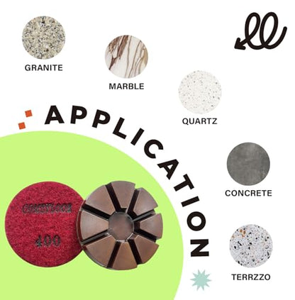 Hybrid Transitional Diamond Polishing Pucks for Concrete Terrazzo Floor, Aggressive Hook and Loop Grinding Pads, 3 Inch Sharp Copper Bond Disc, 400#, 3PCS - style: 400#