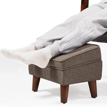 FAGAGA Small Footstool Ottoman with Adjustable Lid, Modern Storage Ottoman - color: Brown, size: 11.8"D x 15.8"W x 11.3"H