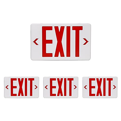 TANLUX Red LED Exit Sign With Emergency Light - UL Listed, Battery Backup, AC 120/277V, Hardwired - Commercial Business Lights - 4 Pack - color: Red, size: 4 Pack