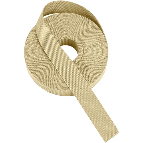 Woven Webbing Straps, 1 Inch Wide Polypropylene Webbing Tote Bags Leash Straps for Making Bag Handles, Dog Collars, Crafts Outdoor Supplies, 3.5 Yards Beige - color: Beige, size: 3.5 Yards
