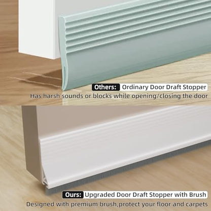 Esufeir 39”X2 Under Door Draft Stopper with Brush,White - color: White, size: 39" X 2Pack
