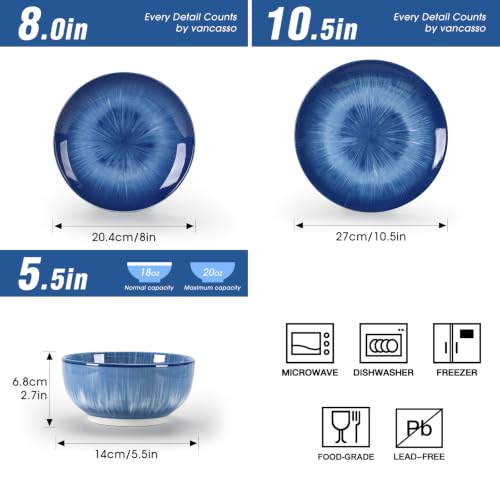 Sweejar Ceramic Dinnerware Service of 4,12 pcs Plate and Bowls for Kitchen - color: Gray, style: Service for 4 (12PCS)