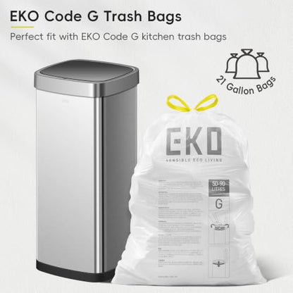 EKO EcoSmart Tall and Large Kitchen Trash Can or Recycling Bin, 80L/21.1G High Capacity, Touchless Soft Square Motion Sensor Garbage Can, Brushed Stainless Steel - size: EcoSmart 80 liter - Stainless Steel