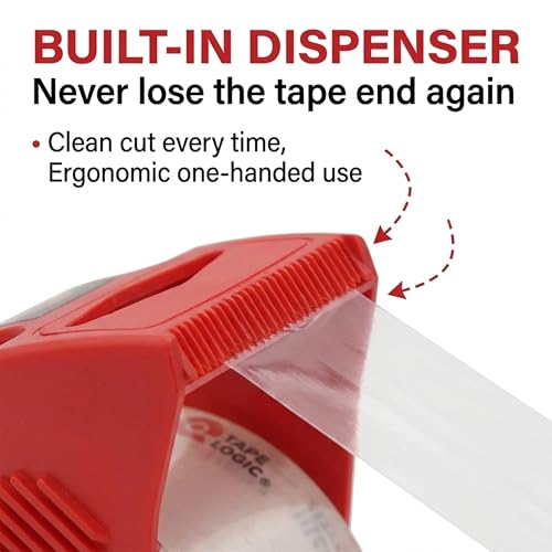 Tape Logic Heavy Duty Packing Tape with Dispenser (2 Pack) – 2.6 Mil Thick Clear Shipping Tape, 2 in x 25 yd – Strong Industrial Adhesive for Moving Boxes, Mailing, & Shipping Packaging - size: 2 Rolls