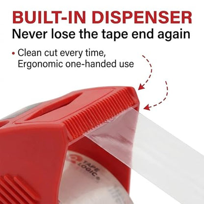 Tape Logic Heavy Duty Packing Tape with Dispenser (2 Pack) – 2.6 Mil Thick Clear Shipping Tape, 2 in x 25 yd – Strong Industrial Adhesive for Moving Boxes, Mailing, & Shipping Packaging - size: 2 Rolls