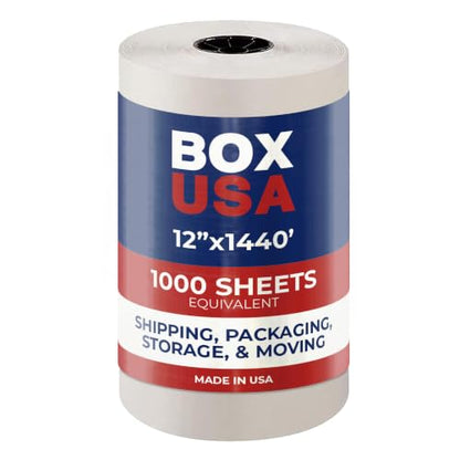 BOX USA White Newsprint Paper Roll 12x17280" (1440'), Recycled for Packing - size: 12"