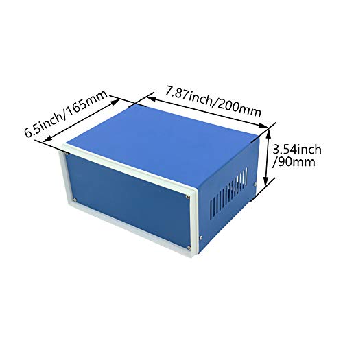 Fielect Electronic Junction Box Blue Metal Enclosure Project Box Case DIY Junction Box Enclosure Project Case 7.87 x 6.50 x 3.54 inch for Electronic - size: 7.87" x 6.50" x 3.54"
