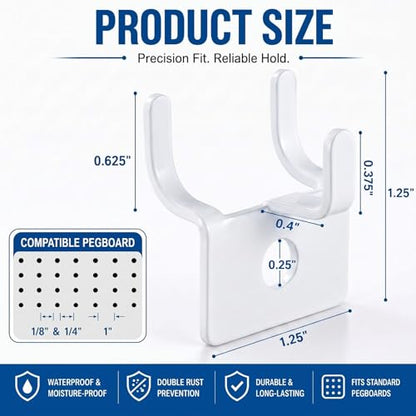 Tandefio 50 Pcs Pegboard Hooks, Picture Hangers for 1/8 & 1/4 in, White - color: White