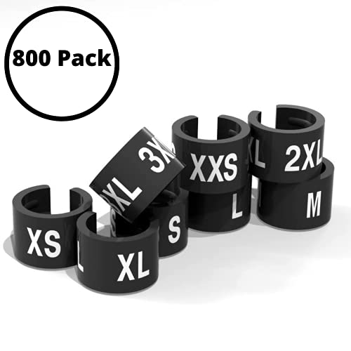 Black Plastic Hanger Size Clips - 800 Count, XXS-XXXL - size: XXS-3XL