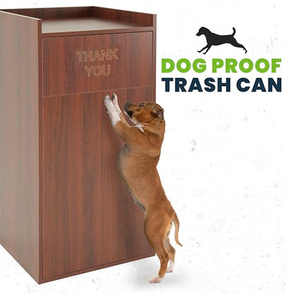 Alpine Restaurant Trash Can Cabinet - Commercial Trash Can 40 Gallon, Garbage Receptacle Indoor with Tray Holder for Restaurants, Cafeterias (Mahogany) - color: Mahogany