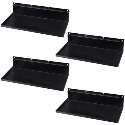 4 Pack 17×8 Inch Metal Slatwall Shelves, Black - style: 4 Pack Black