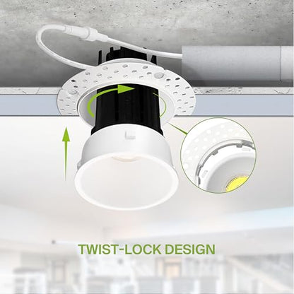 ASD 1 Inch Trimless LED Recessed Ceiling Light Fixture, Mud-in Canless Downlight with Junction Box, 5CCT Selectable 2700K-5000K, 7W 498 Lumens, CRI90+, Anti-Glare, Dimmable, IC & Wet Rated, ETL - color: White 1 Pack, size: 1" 7 Watt