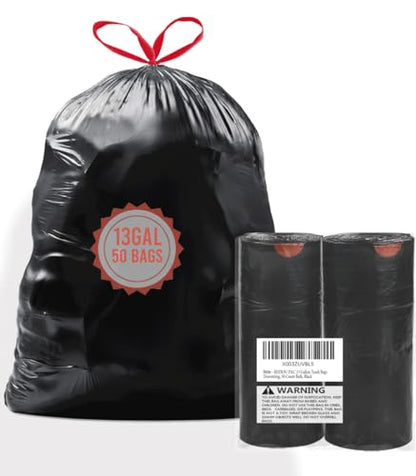 BEIDOU-PAC 13 Gallon Trash Bags Drawstring, 50 Count Bulk, Black & Unscented Garbage Bags, Multi-purpose Tall Kitchen Trash Bags Can Liners for Business Home Commercial and Industrial - style: 13 Gallon |50 Count