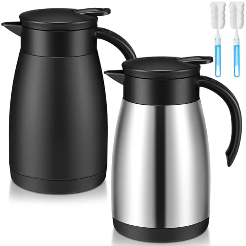 Norme 2 Pcs Thermal Coffee Carafe Creamer, Black, Silver, 25 oz - color: Black, Silver, size: 25 oz