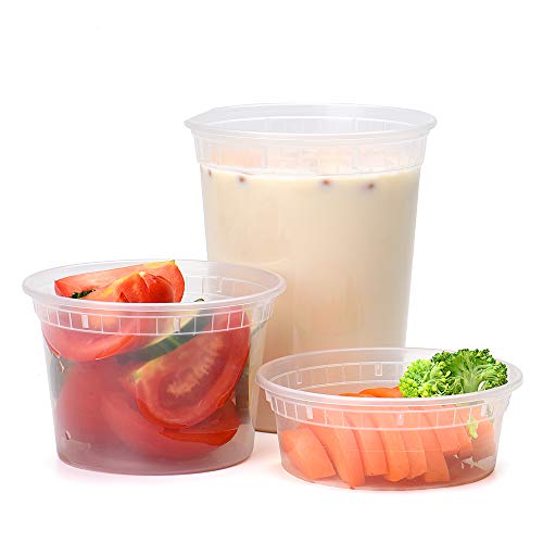 Glotoch Express 48 Sets (Mixed)32/16/8oz Deli Containers with Lids,BPA-Free - size: Mix(8&16&32 oz) - 48 Sets